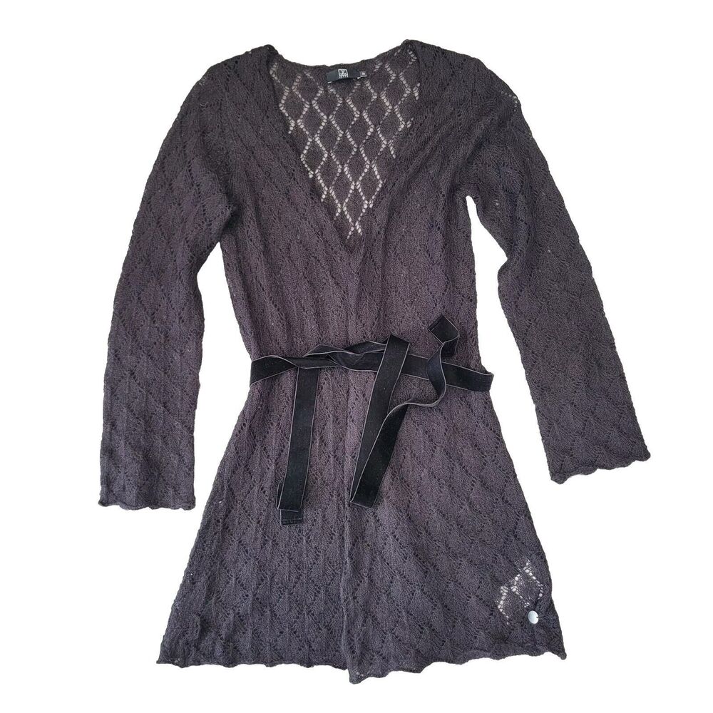 Jette Womens Open Knitted Cardigan Small Black Mohair Blend Made In Germany